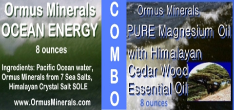 COMBO - Ormus Minerals Ocean Energy & PURE Magnesium Oil with Himalayan Cedar Wood Essential Oil