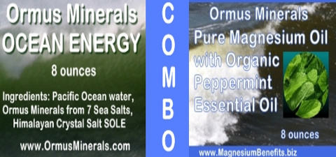 COMBO - Ormus Minerals Ocean Energy with PURE Magnesium Oil with Organic Peppermint Essential Oil