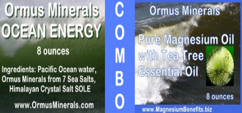 COMBO - Ormus Minerals Ocean Energy & PURE Magnesium Oil with Tea Tree Oil