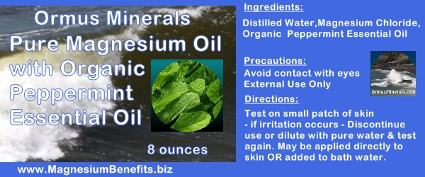 Ormus Minerals PURE Magnesium Oil with Organic Peppermint Essential Oil