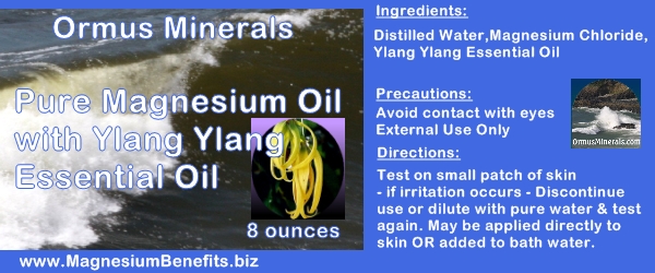 Ormus Minerals PURE Magnesium Oil with Ylang Ylang Essential Oil