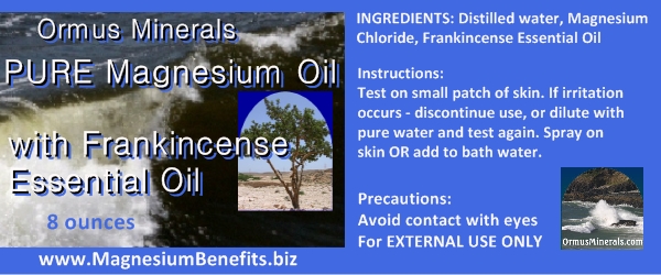 Ormus Minerals PURE Magnesium Oil with Frankincense Essential Oil