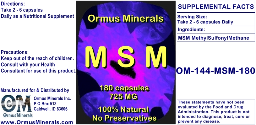 Ormus Minerals MethylSulfonylMethane 180 capsules